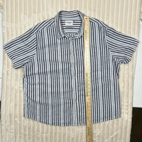 Goodfellow XXL Striped Linen Button Up Beach Shirt Blue and White - Picture 3 of 7